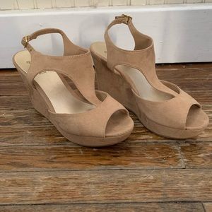 Suede Beige Wedges
